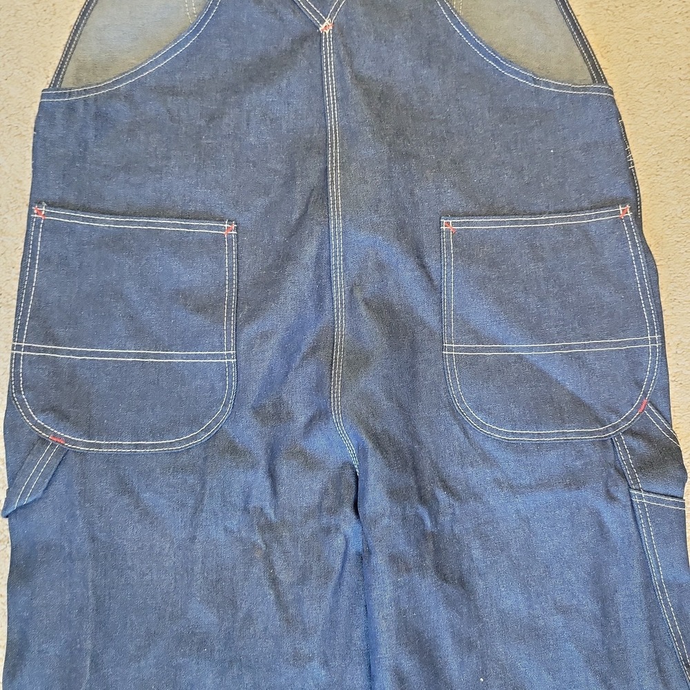 Dickies Dungarees Adult 42x32 Blue Overalls Denim Bib Work Wear Carpenter Men - Picture 11 of 11